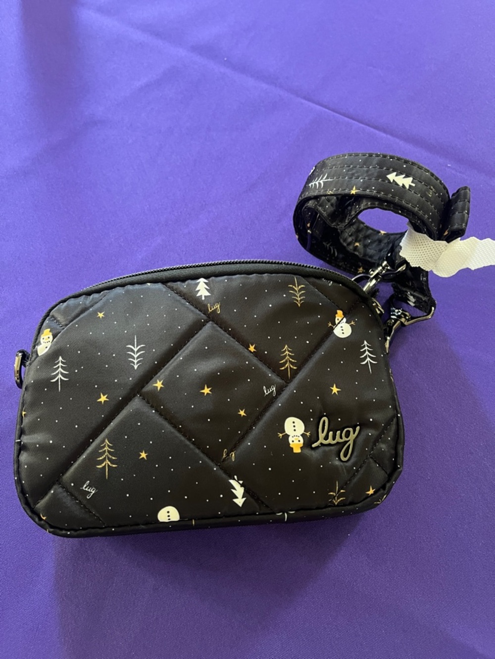 lug Quilted Black Crossbody with Snowmen tree Star Accents